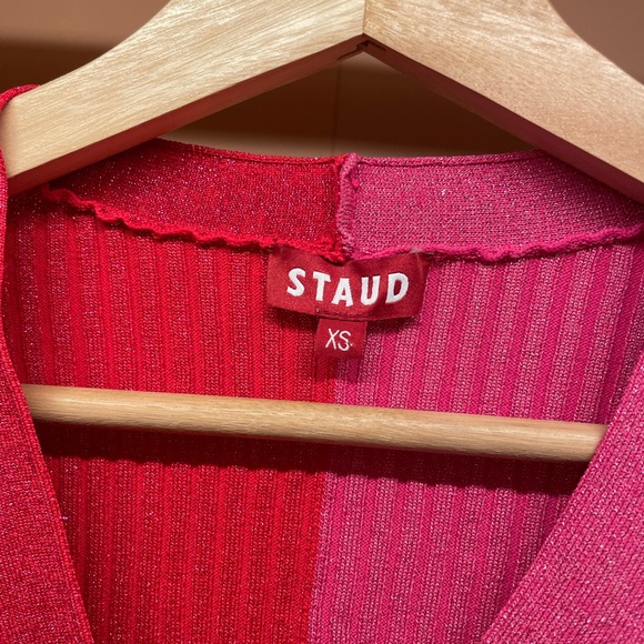 STAUD Red and Pink Long Sleeve Dress - Picture 8 of 8